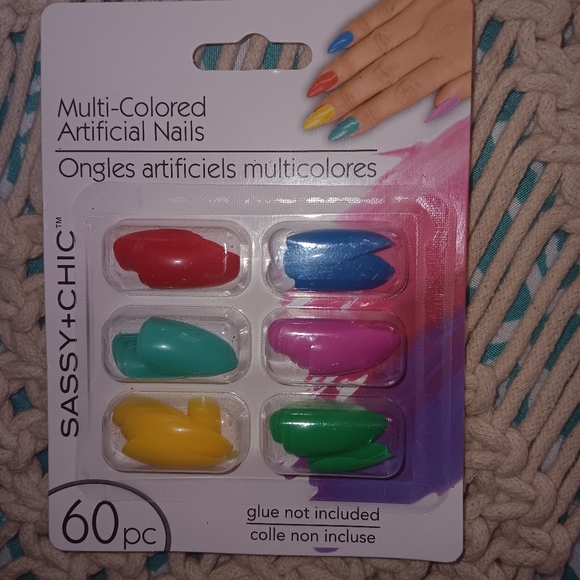 Sassy+Chic~Metallic Animal Print Colorful Press On Nail Bundle with Glue NWT - Picture 2 of 8